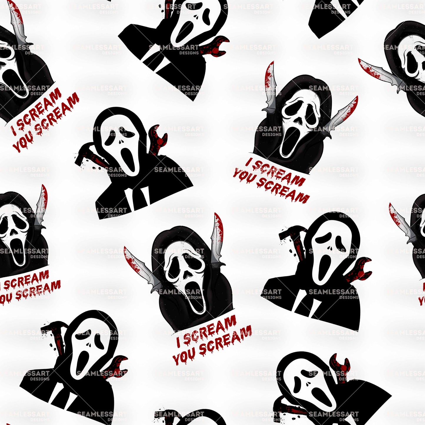 Scream Halloween Seamless Pattern – "I Scream You Scream" Digital Paper for Horror Fans Decor