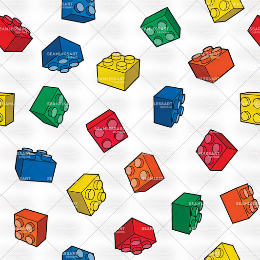 Colorful Toy Bricks Seamless Pattern – Plastic Blocks Digital Paper for Kids Fabric