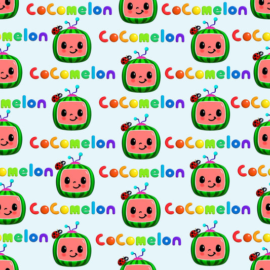 CoComelon Watermelon TV Seamless Pattern – Kids Cartoon Digital Paper for Baby Clothing, Nursery Fabrics & Custom Print Crafts