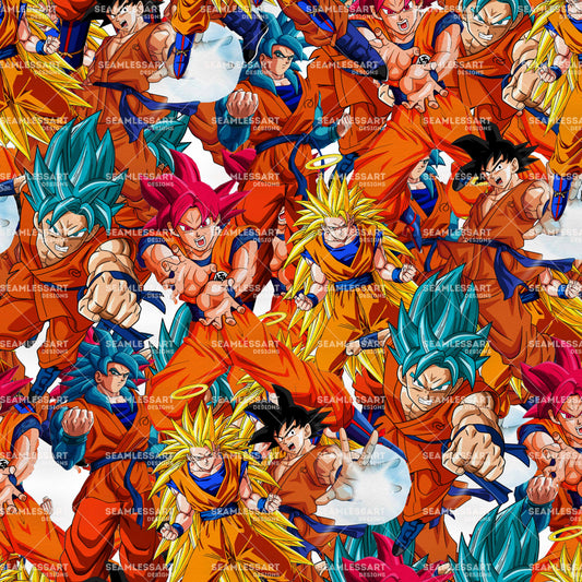 Anime Warrior Power Battle Seamless Pattern – Action Manga Digital Paper for Fabric, Apparel, Posters & DIY Print Designs