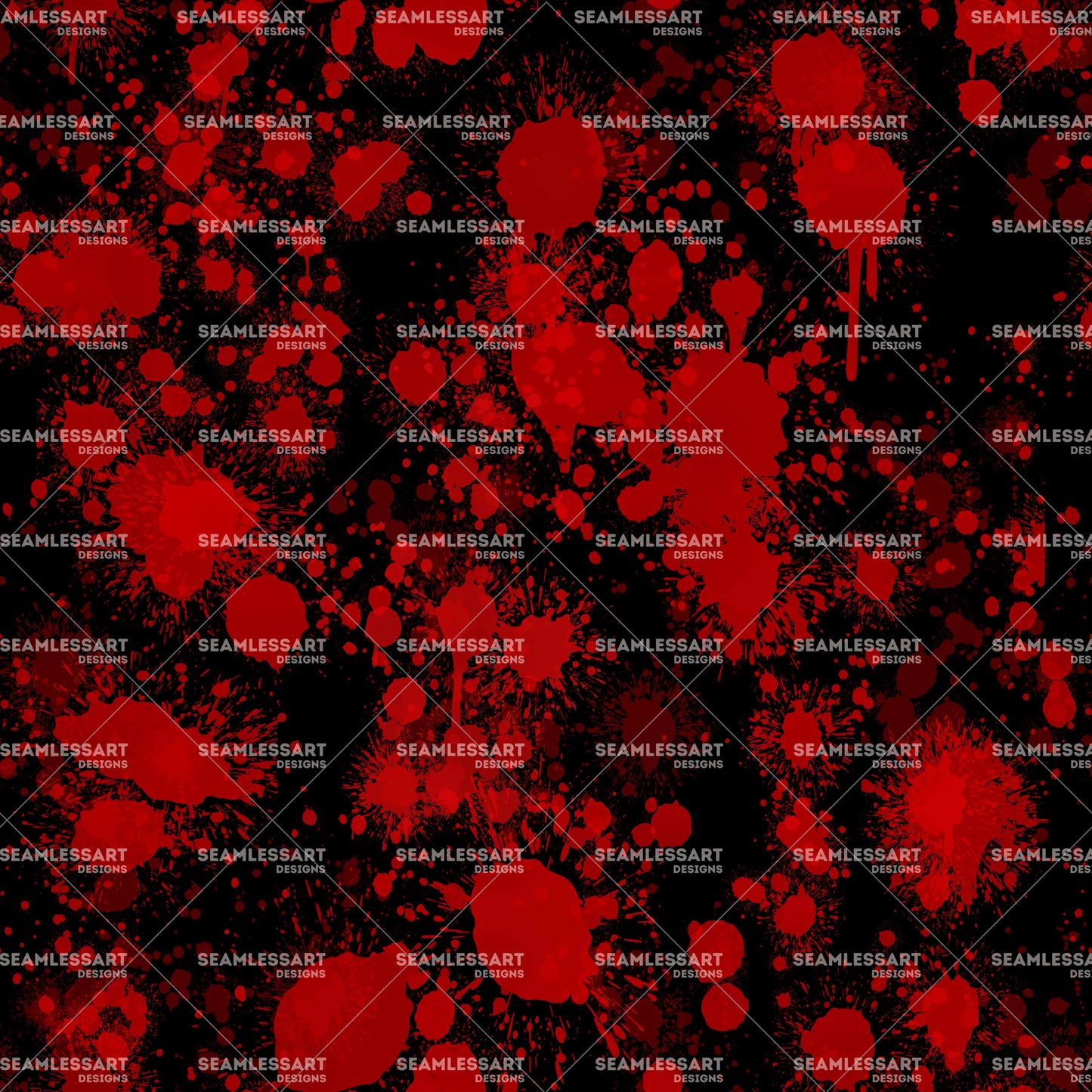 Red Blood Splatter Seamless Pattern – Dark Grunge Paint Drips on Black Background | Spooky Halloween Gothic Digital Paper for Fabric, Wallpaper & Edgy Designs