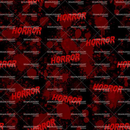 Bloody Horror Text Seamless Pattern – Red Splatter Digital Paper for Halloween Fabric