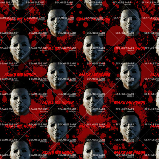 Masked Slasher Seamless Pattern – Bloody Realistic Digital Paper for Halloween Fabric