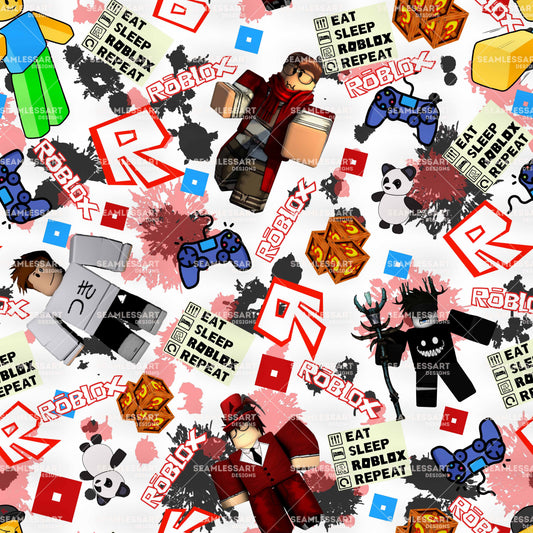 Gaming Characters Seamless Pattern – Gamer Style Digital Paper for Fabric, Wallpaper, Wrapping & Kids Print Design