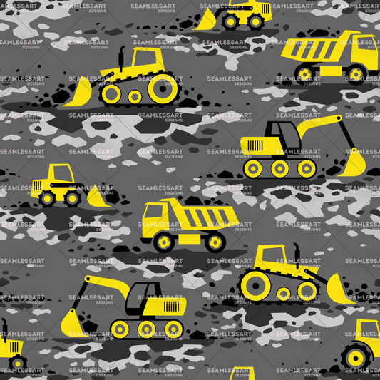 Construction Camo Seamless Pattern – Grey Camouflage Digital Paper for Boys Fabric