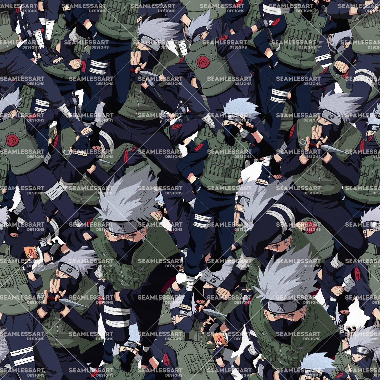 Anime Ninja Warrior Seamless Pattern – Action Manga Digital Paper for Fabric, Apparel, Posters & DIY Print Designs