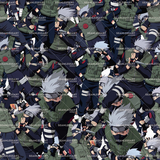 Anime Ninja Warrior Seamless Pattern – Action Manga Digital Paper for Fabric, Apparel, Posters & DIY Print Designs