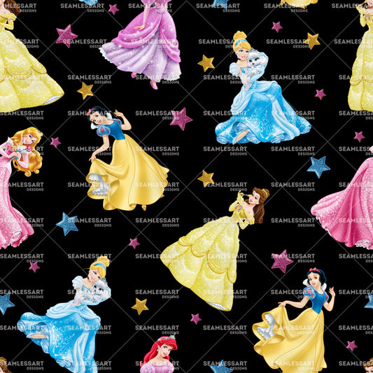 Fairytale Princess Seamless Pattern – Magical Princess Digital Paper for Kids Fabric, Party Decor & DIY Craft Prints