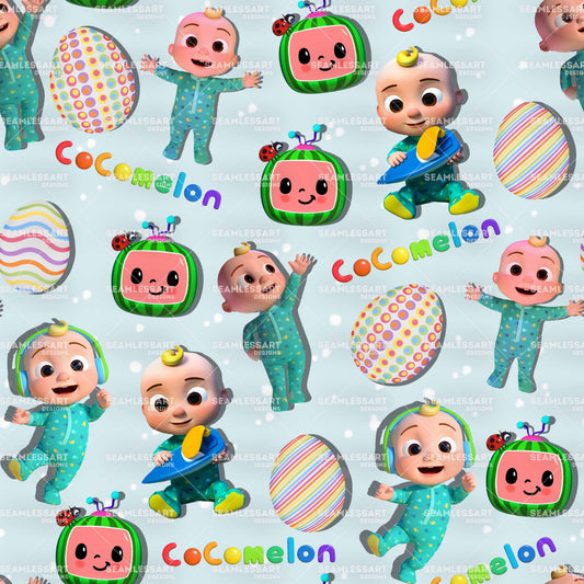 Cute Baby Cartoon Seamless Pattern – Colorful Kids Digital Paper for Nursery Decor, Fabric, Scrapbooking & Baby Products